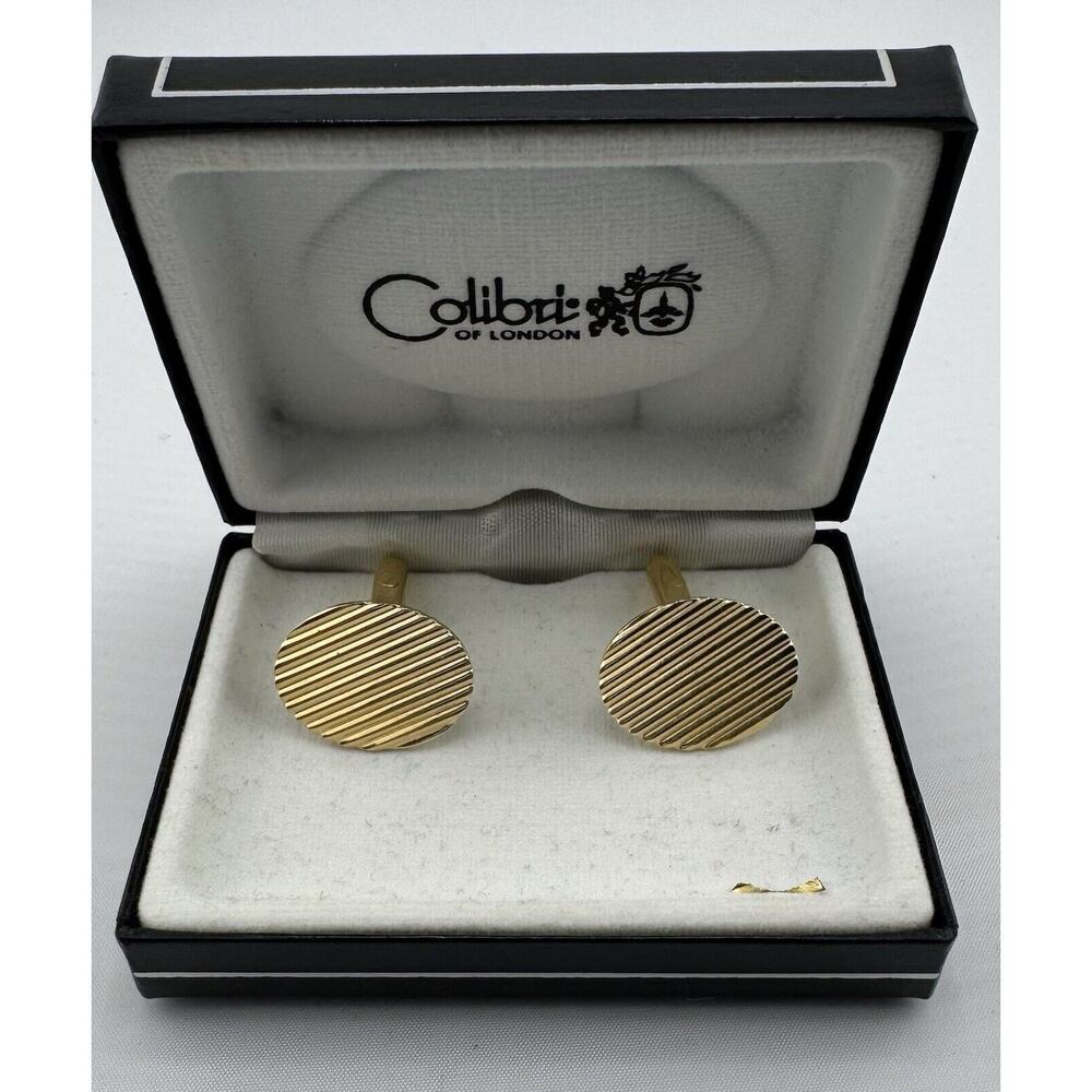Colibri Oval Gold Tone Cuff Links in Original Box Wow - Picture 2 of 4